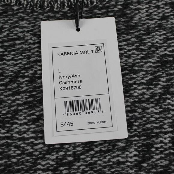 Theory Sweater Womens Large Karenia Cashmere Turtleneck Ivory Ash Pullover Chic - Picture 5 of 10